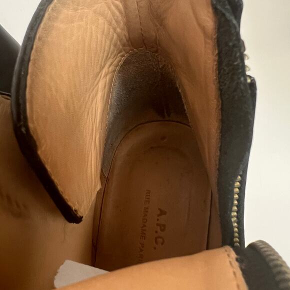 A.P.C. Black Buckle Heeled Ankle Boots Size 37 - Picture 11 of 13